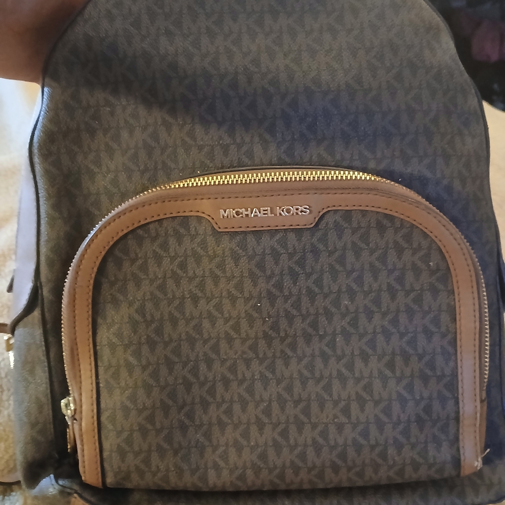 Michael Kors Brown Logo Backpack - Picture 1 of 6